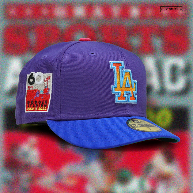 Los Angeles Angels New Era 2002 World Series Side Patch 59FIFTY Fitted Hat  - Peach/Purple