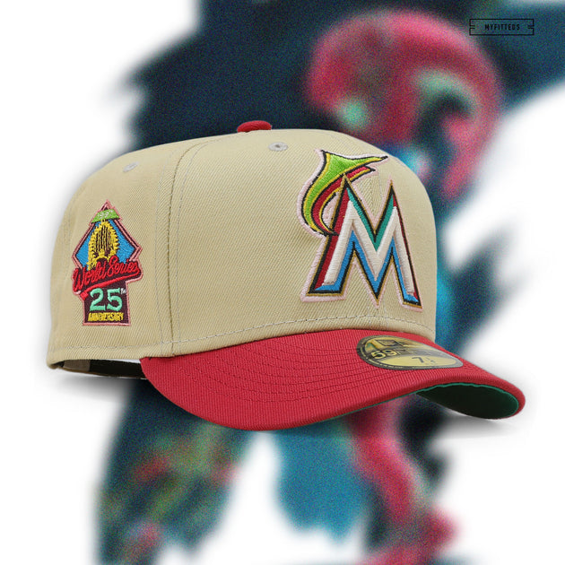 Exclusive New Era Florida Marlins Hat MLB Club Size 7 1/2 2tone Brown /  Black