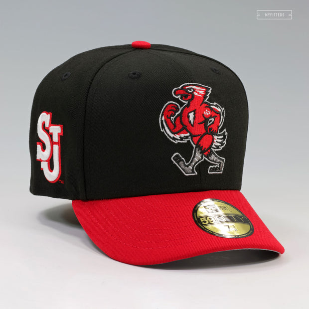 ST. JOHN'S RED STORM JOHNNY THUNDERBIRD TWO TONE CLASSIC NEW ERA FITTED CAP