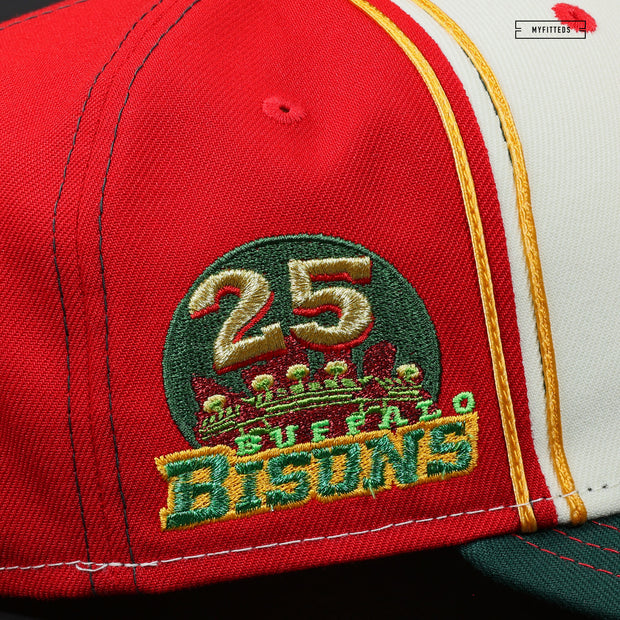 59FIFTY Buffalo Bisons Gray/Dark Green/Red 25th Anniversary Patch