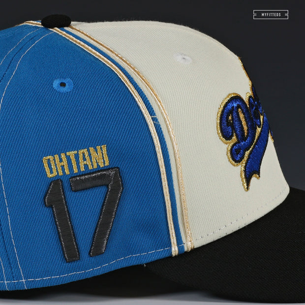 LOS ANGELES DODGERS OHTANI 17 DIAGONAL BLOCK FIGHTERS JERSEY NEW ERA FITTED CAP