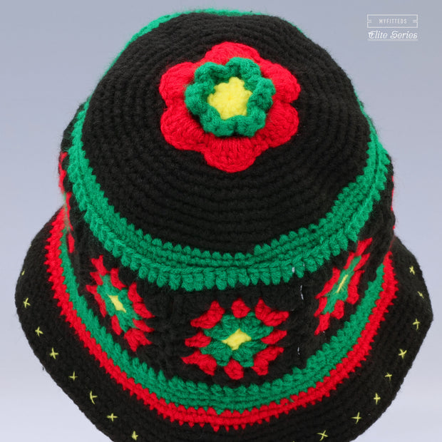 NEW YORK YANKEES RASTA FLORAL HAND KNIT ELITE SERIES NEW ERA BUCKET HAT