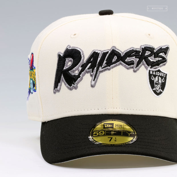 OAKLAND RAIDERS 1998 NFL KICKOFF OFF WHITE NEW ERA FITTED CAP