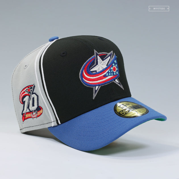 COLUMBUS BLUE JACKETS 10TH ANNIVERSARY REVERSE RETRO DIAGONAL BLOCK NE ...