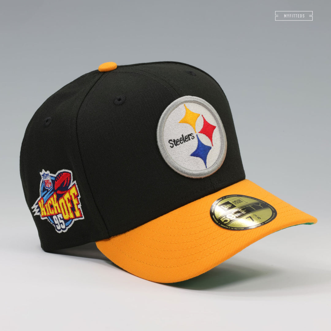 PITTSBURGH STEELERS NFL KICKOFF 1995 JET BLACK ARGENT GOLD NEW ERA