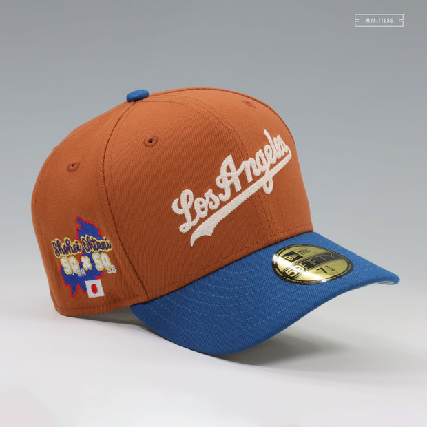 LOS ANGELES DODGERS SHOHEI OHTANI 50 HR AND STEALS CHAIN STITCHED JAPAN TO LA NEW ERA FITTED CAP
