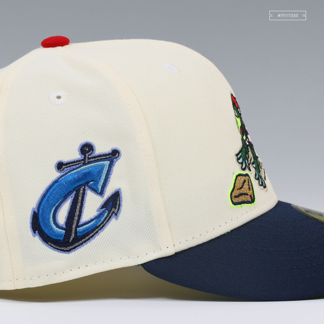 COLUMBUS CLIPPERS KRASH THE MASCOT SLIDING OFF WHITE NEW ERA