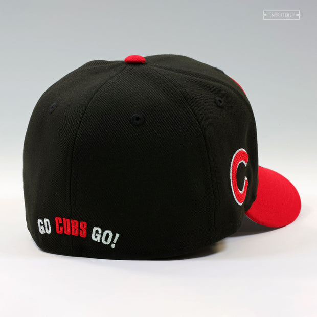 CHICAGO CUBS THE THRILLER BLOODY CUB CHAIN STITCHED JET BLACK SCARLET NEW ERA FITTED CAP