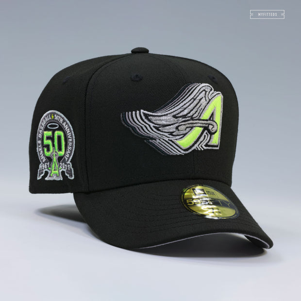 ANAHEIM ANGELS 50TH ANNIVERSARY NIKE AIR MAX 95 NEON YELLOW CASCADING NEW ERA FITTED CAP