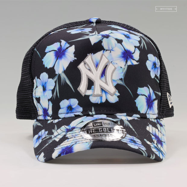 NEW YORK YANKEES ICY FLORAL TRUCKER MESH GOLFER NEW ERA SNAPBACK HAT