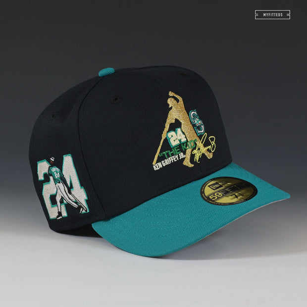 SEATTLE MARINERS #24 THE KID KEN GRIFFEY JR. ACCOLADES NEW ERA FITTED CAP