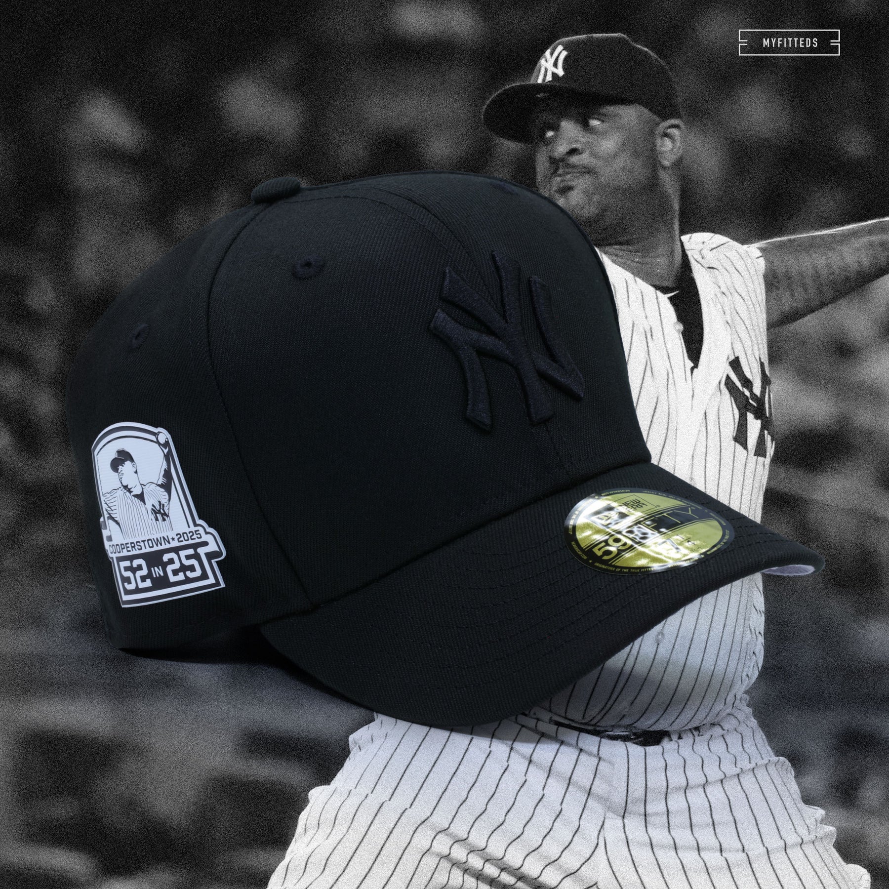 New Era 59FIFTY キャップ 黒 7 1/4 NEW YORK YANKEES CC SABATHIA 52 IN 25 COOPERSTOWN 2025 HOF TRIPLE