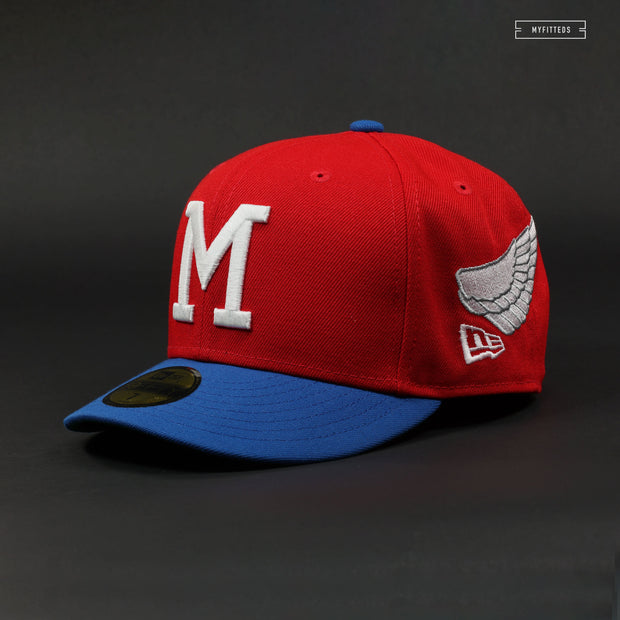 MILWAUKEE BREWERS WING CAP SCARLET BLUE SAPPHIRE NEW ERA FITTED CAP