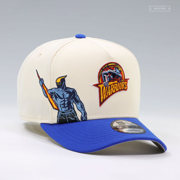 GOLDEN STATE WARRIORS NBA HARDWOOD CLASSICS OFF WHITE 9FIFTY A-FRAME NEW ERA SNAPBACK