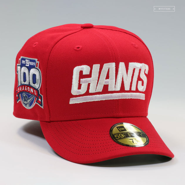 NEW YORK GIANTS 100 SEASONS IRIDESCENT WORDMARK RADIANT RED NEW ERA FI ...