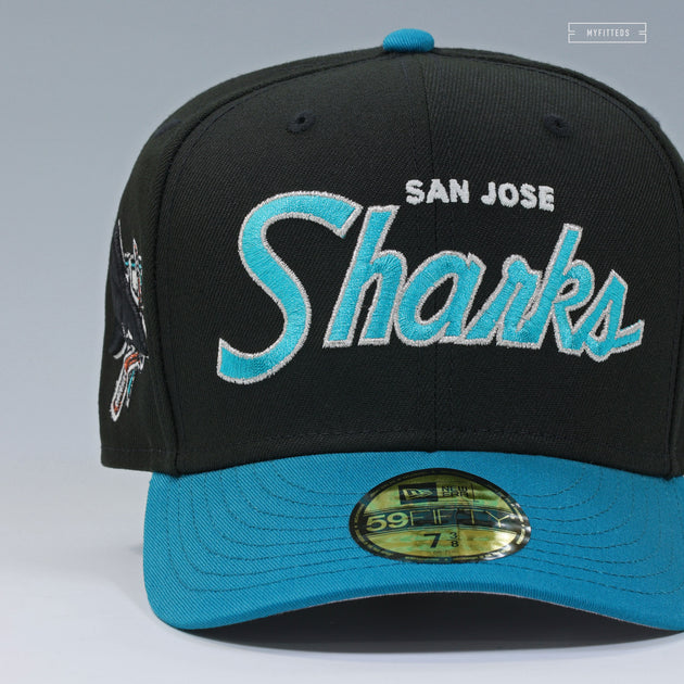 SAN JOSE SHARKS 90'S VINTAGE RETRO SCRIPT NHL NEW ERA FITTED CAP ...