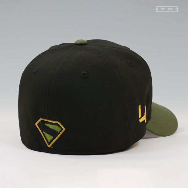 SUPERMAN™ 2025 MOVIE LUTHORCORP™ JET BLACK ARMY OLIVE NEW ERA FITTED CAP