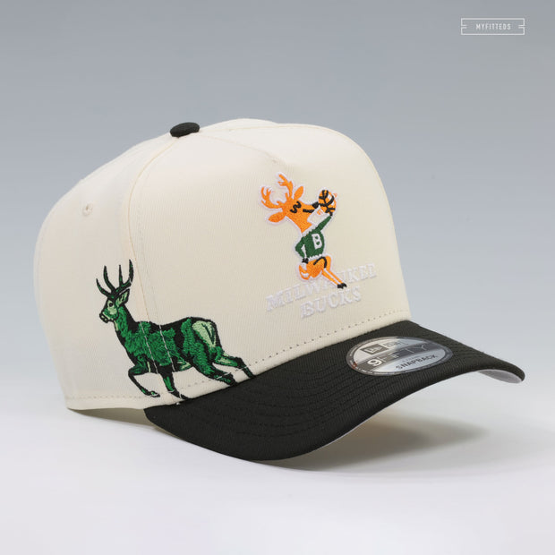 MILWAUKEE BUCKS NBA HARDWOOD CLASSICS OFF WHITE 9FIFTY A-FRAME NEW ERA SNAPBACK