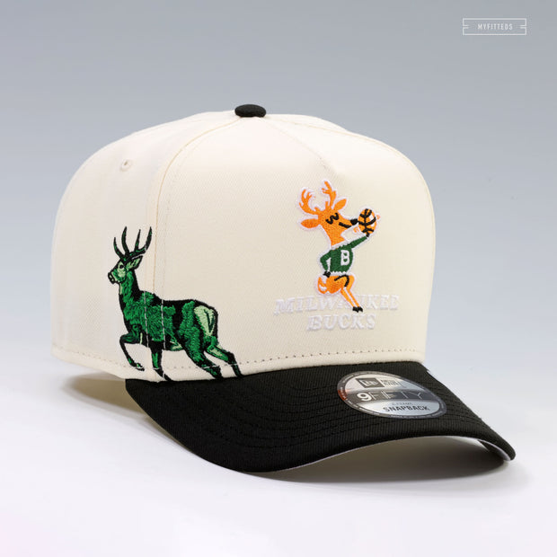 MILWAUKEE BUCKS NBA HARDWOOD CLASSICS OFF WHITE 9FIFTY A-FRAME NEW ERA SNAPBACK