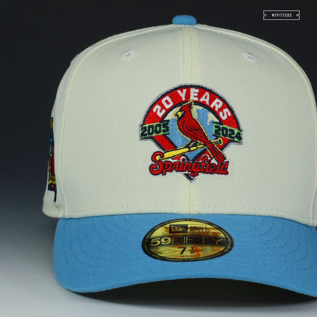 Springfiled Cap SPRINGFIELD CARDINALS 20TH ANNIVERSARY OFF WHITE NEW ERA FITTED CAP ...