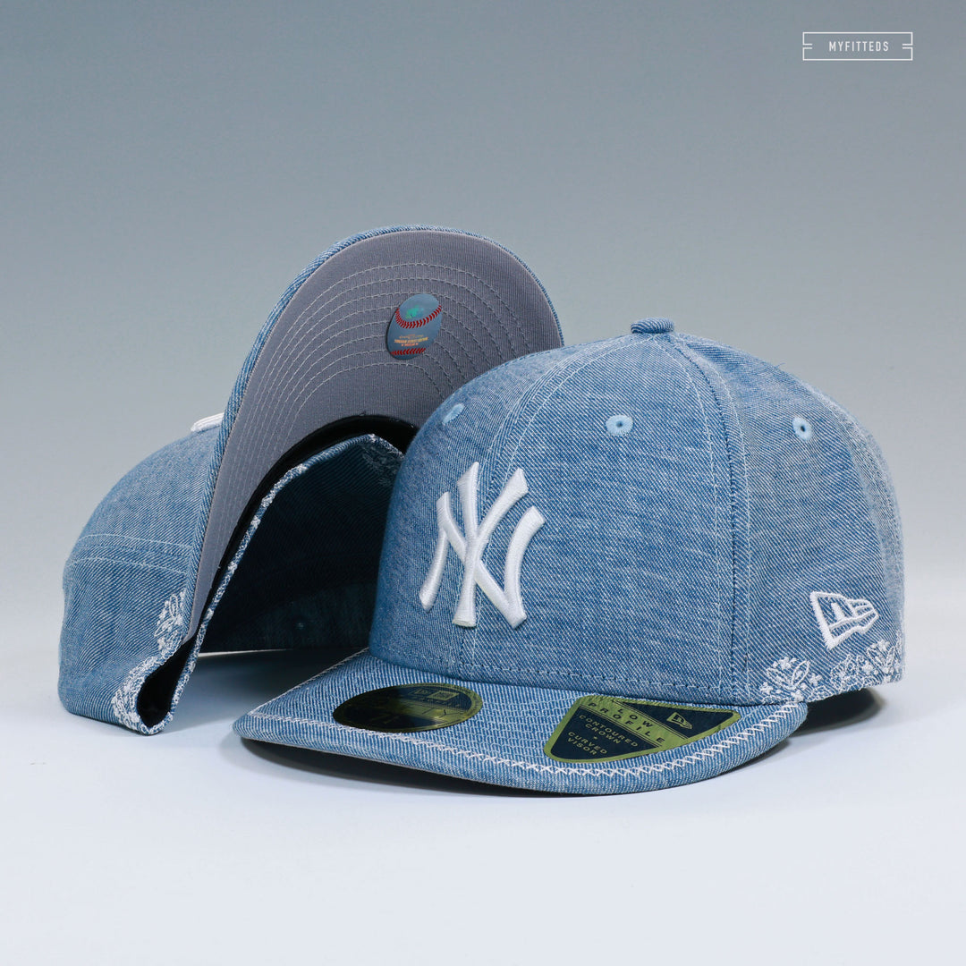 NEW YORK YANKEES HAND STITCHED CHAMBRAY LOW PROFILE NEW ERA FITTED