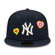 NEW YORK YANKEES "CHAIN STITCH HEART" NEW ERA FITTED CAP