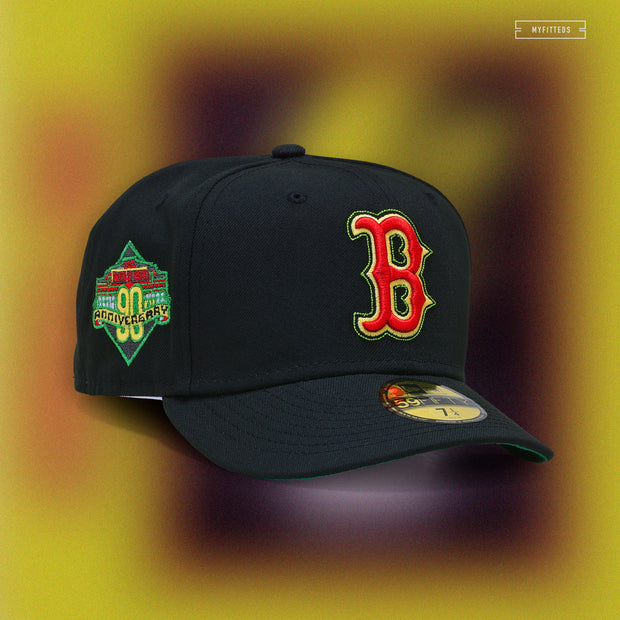 BOSTON RED SOX 90TH ANNIVERSARY JET BLACK RADIANT RED NEW ERA FITTED –  SHIPPING DEPT